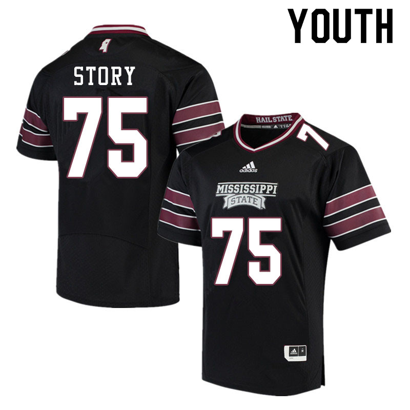 Youth #75 Michael Story Mississippi State Bulldogs College Football Jerseys Sale-Black